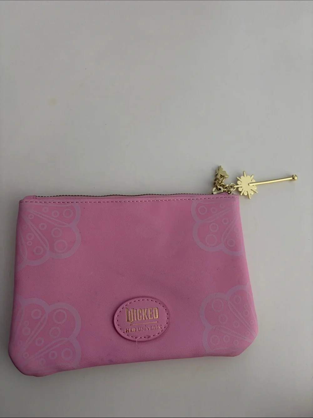 Wicked her universe pink galinda pouch zippered gold details